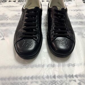 Authentic Gucci Black Leather Sneakers